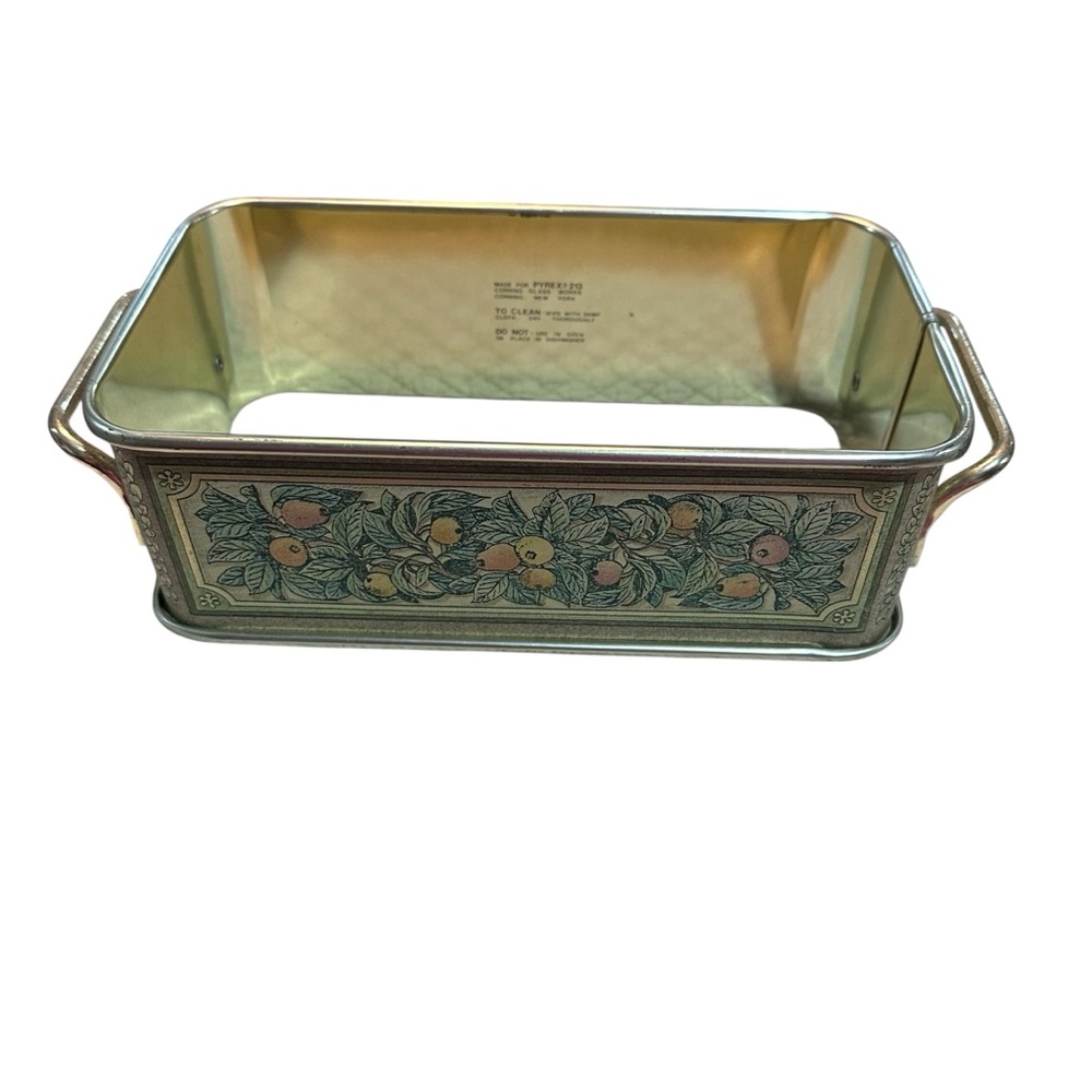 Vintage Metal Fruit Design Tray with Handles 7.5 Inch Length